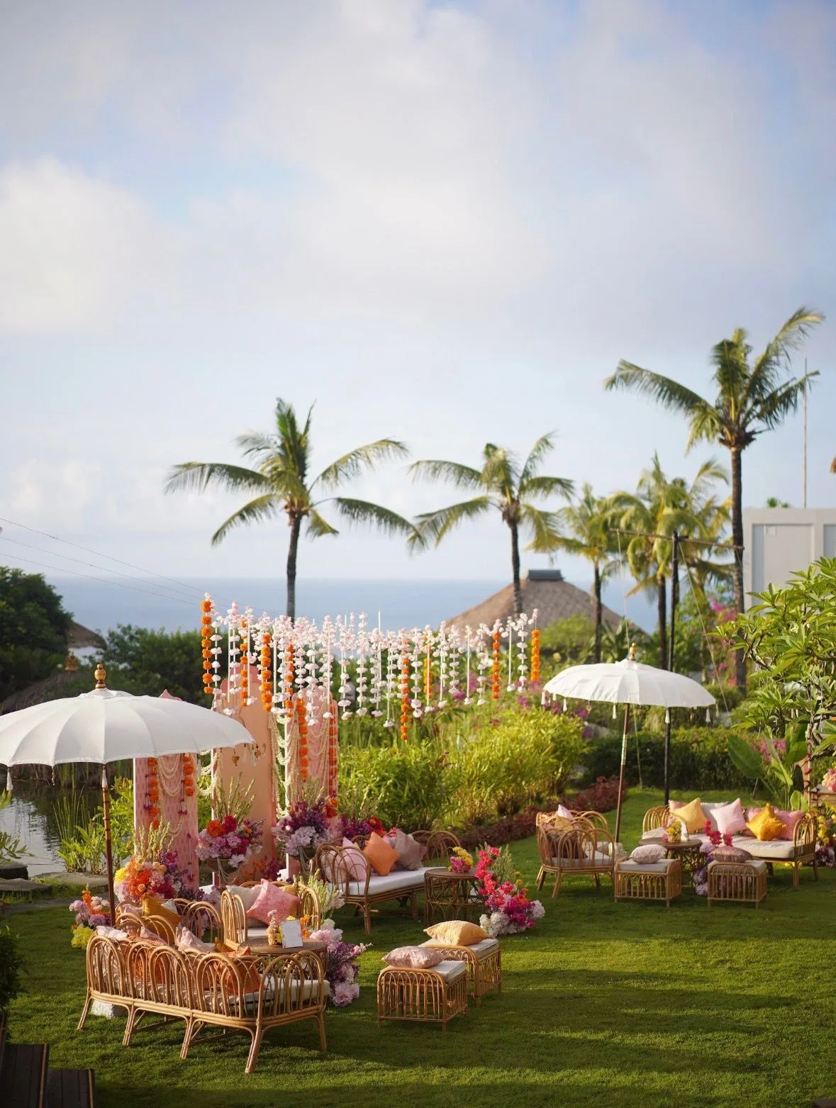 A clifftop lounge setup overlooking the Indian Ocean